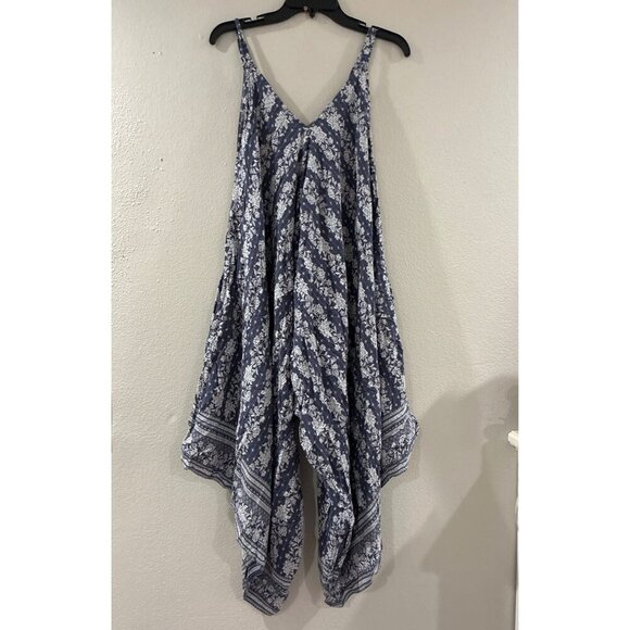 Jopna Women Pants & Jumpsuits Rompers Sleeveless Blue floral bohemian size small - Picture 1 of 7